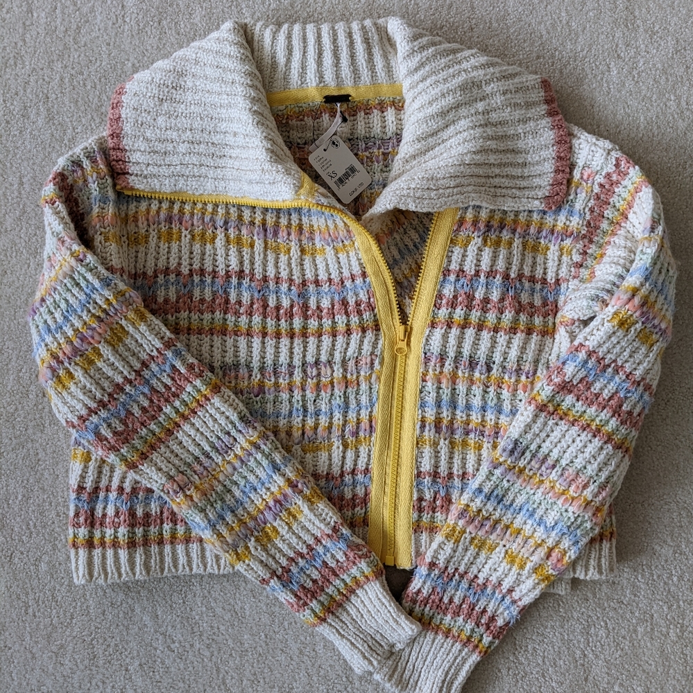 Free People Sweater Cropped Cardigan Solani Cardi shawl collar NWT